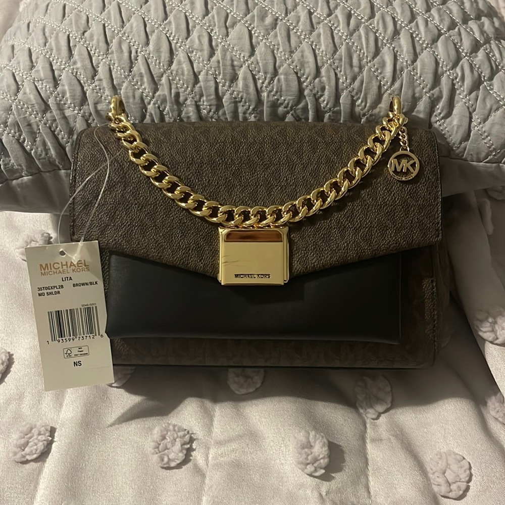 Lita Medium Two-Tone Logo Crossbody Bag